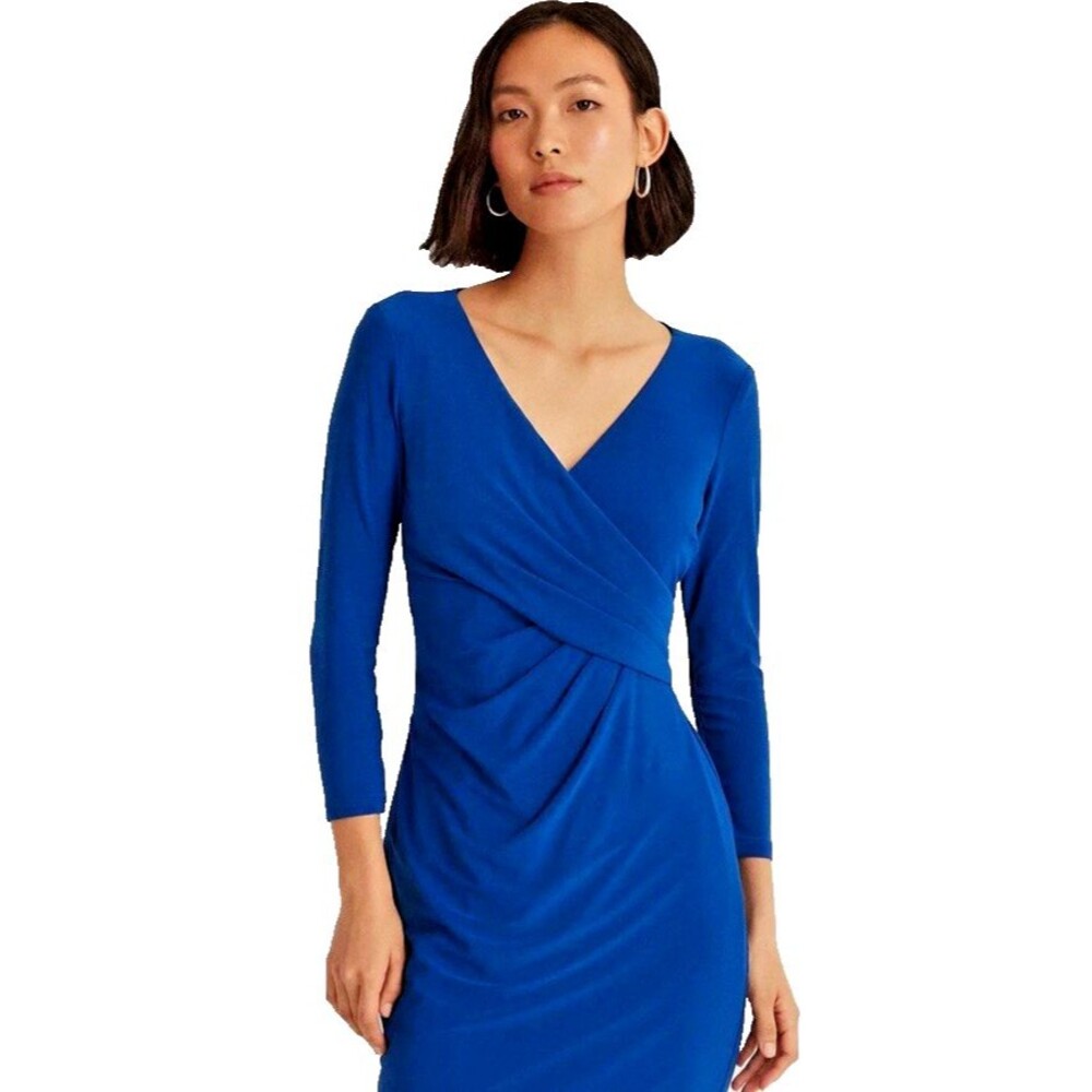 Lauren Ralph Lauren Royal Blue Long Sleeve Wrap Dress